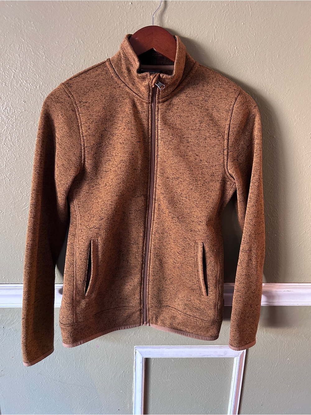 Eddie Bauer Granola Girl XS Brown Full-Zip Sweater Fleece Hiking Outdoors Jacket